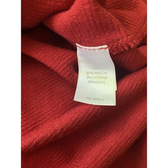 J Jill Wearever Collection Red Ribbed Tunic Top Large Stretchy Soft Shirt 9615 - Picture 8 of 8